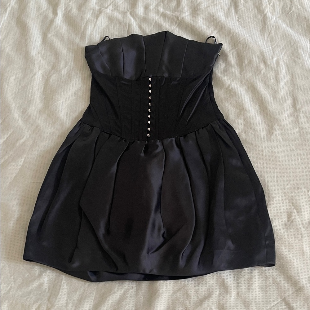 bebe Elegant Black corset Strapless Dress